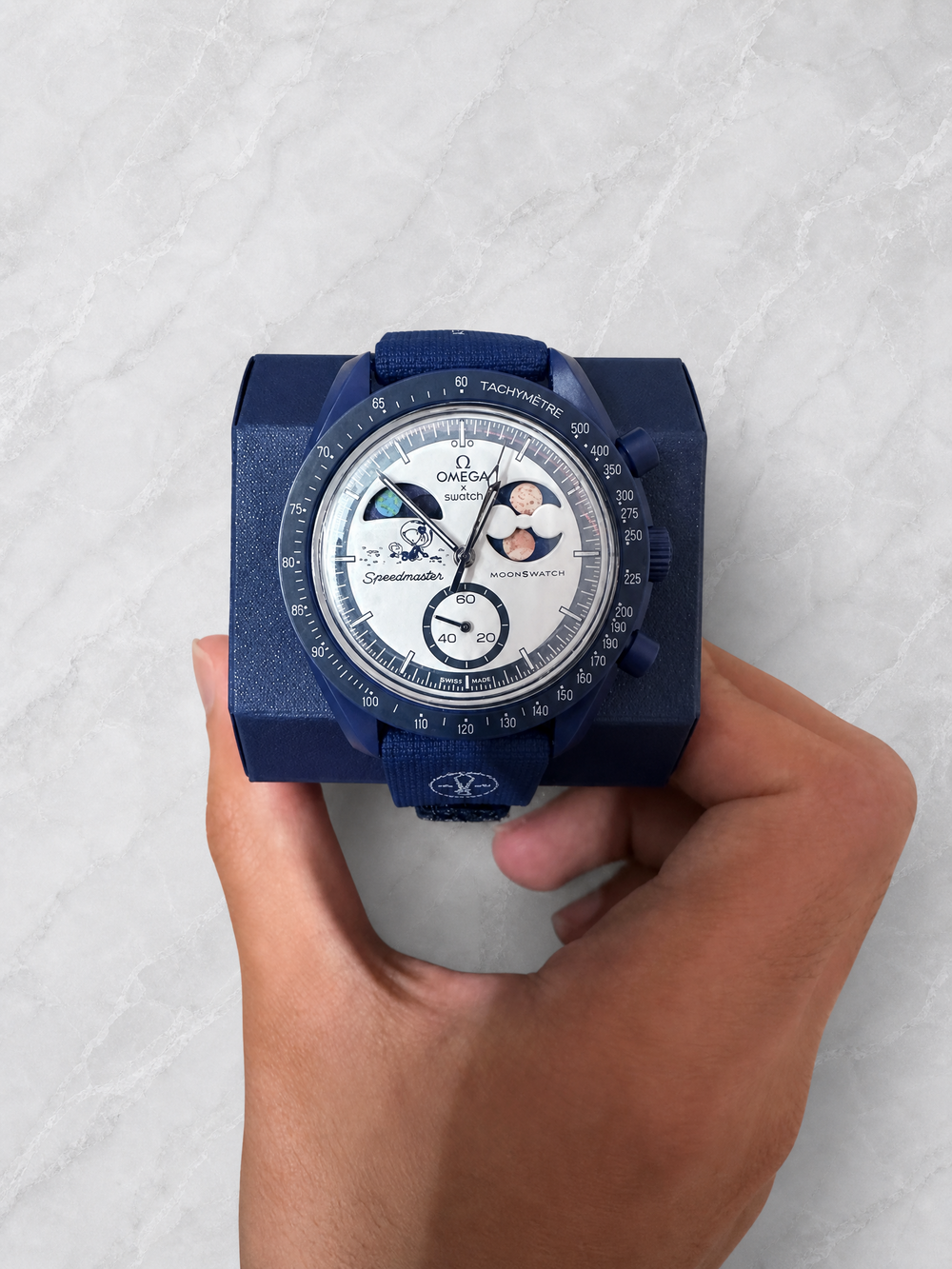 OMEGA x Swatch Mission to Earthphase Moonshine Gold Snoopy Blue